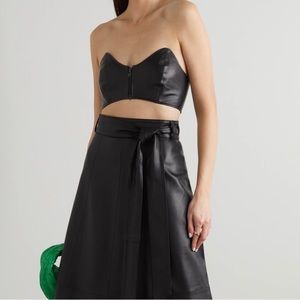 NWT Tibi black leather zip front bustier 4